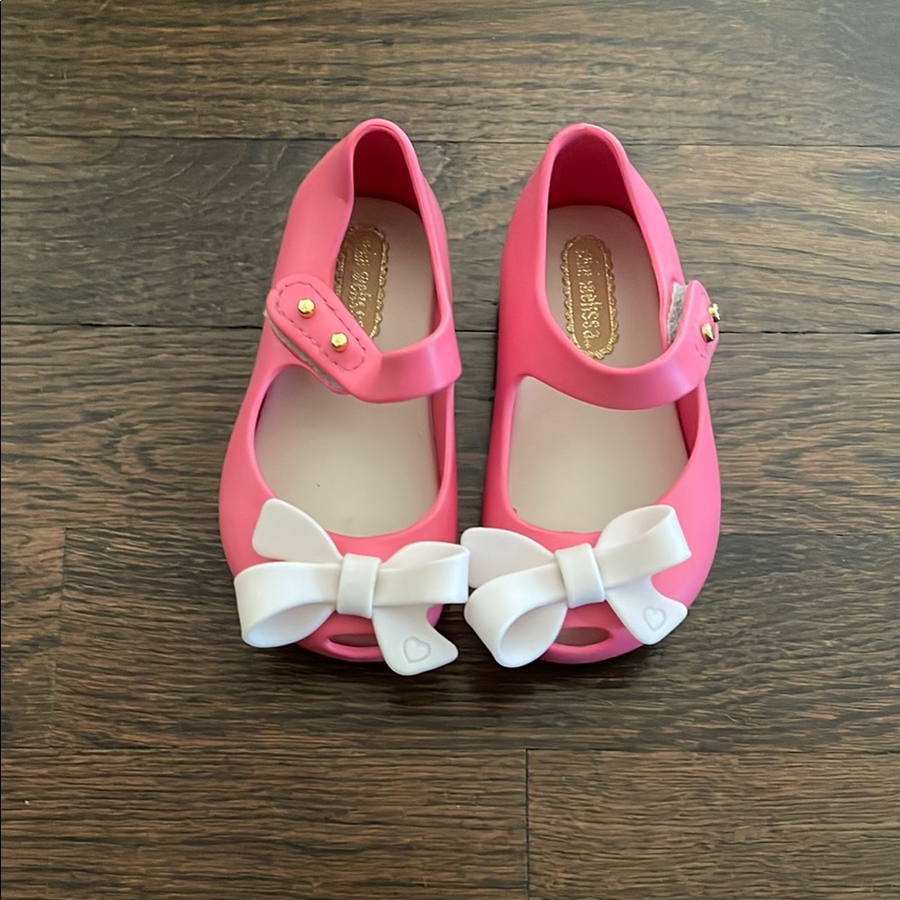 Mini Melissa Pink and White Dress Shoes with Bow